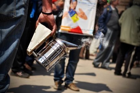 Başbakanlık binası önünde arılı eylem