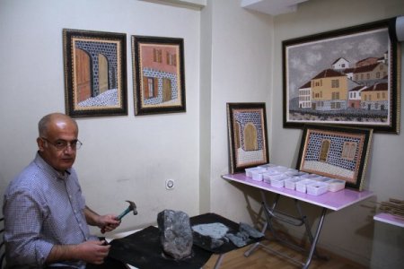 Bazalt taşı, Mahmut hocanın elinde sanata dönüşüyor