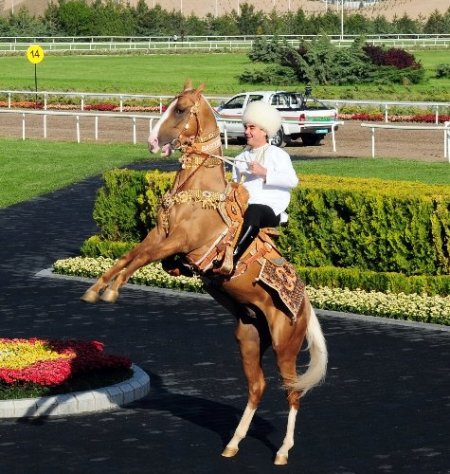 Berdimuhamedov, Ahal Teke atıyla şov yaptı