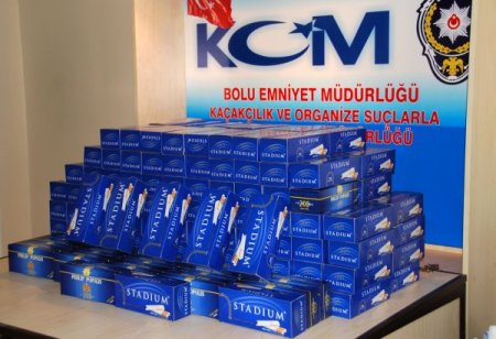 Bolu'da bir milyon 16 bin 200 adet makaron ele geçirildi