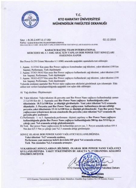 Bor Akaryakıt Tasarrufunu Artırıyor