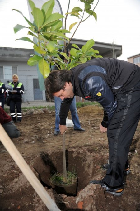 Bursaspor Teknik Direktörü Ertuğrul Sağlam fidan dikti