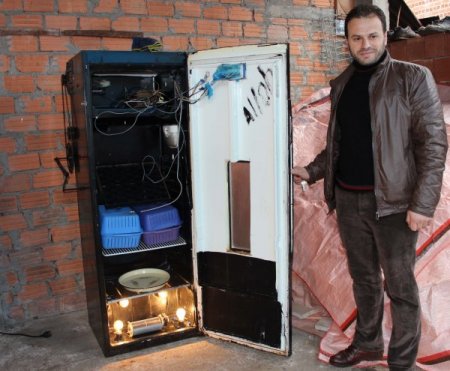 Buzdolabını kuluçka makinası yaptı