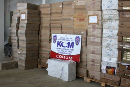 Çorum'da 83 bin 750 paket kaçak sigara ele geçirildi