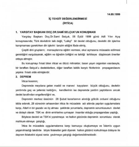 Depremzedeler için yapılan yardımlar 'irtica' kapsamına alınmış