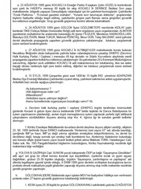 Depremzedeler için yapılan yardımlar 'irtica' kapsamına alınmış