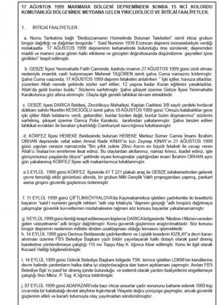 Depremzedeler için yapılan yardımlar 'irtica' kapsamına alınmış