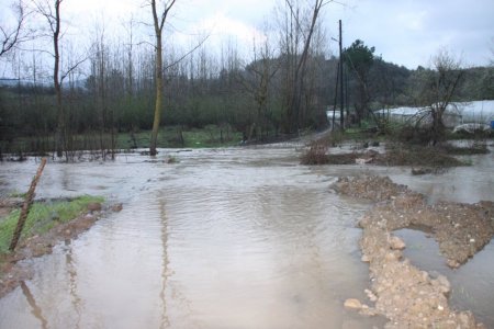 Derenin yükselmesiyle köprü su altında kaldı; kadınlar sudan geçmeye kalktı