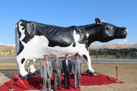 Dev inek maketi Veteriner Fakültesine hediye edildi