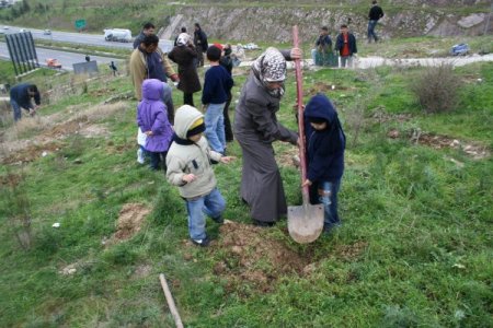 Doğader Karşıyaka'da Yüzlerce Fidan Dikti