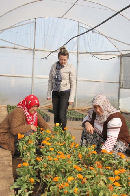 Döşemealtı’nın Çiçeklerini Depremzedeler Üretiyor