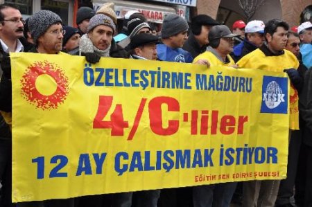 Edirne'de Tekel İşçilerine Destek Yürüyüşü