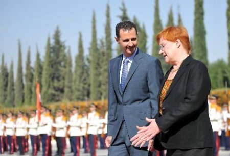 Finlandiya Cumhurbaşkanı Halonen, Suriye Devlet Başkanı Esad İle Bir Araya Geldi