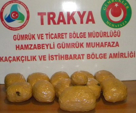 Hamzabeyli'de 11 kilo 594 gram eroin ele geçirildi