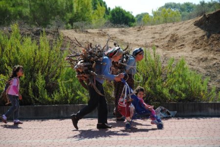 Havalar serinledi, Antalya'da 3 kuşak bir arada odun taşıyor