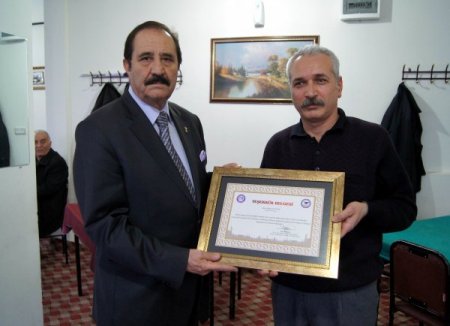 Hijyenik kahvehaneye SESOB'dan teşekkür belgesi