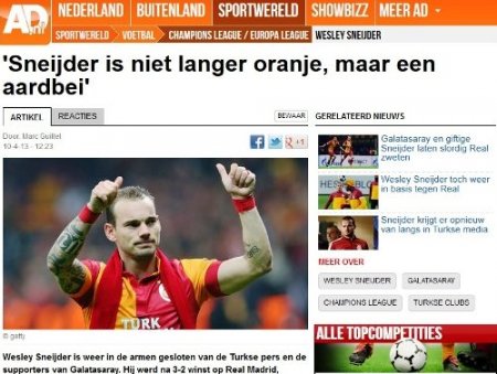 Hollanda basını: Sneijder'in mükemmel oyunu ile Galatasaray galip geldi