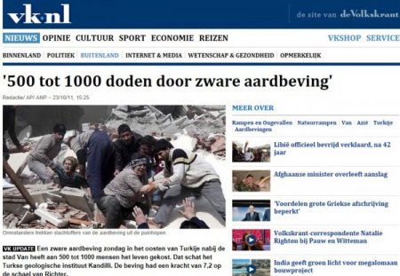 Hollanda Basını Van'daki Depreme Geniş Yer Verdi