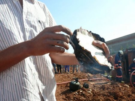 İşçi çadırında yangın ucuz atlatıldı