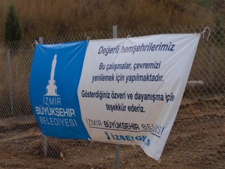 İzmir Büyükşehir Belediyesi'nin yapmaya başladığı yol kaçak çıktı