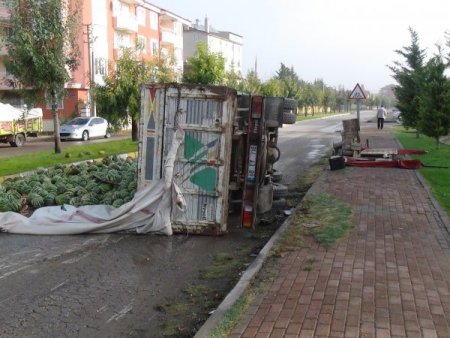 Karpuz yüklü kamyonet devrildi: 2 yaralı