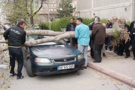 Kayseri’de fırtına: Çatılar uçtu, ağaçlar devrildi