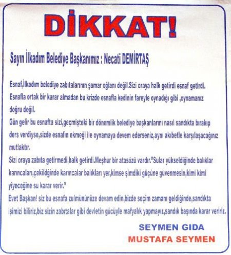 Kepengini Kapatan Esnaftan Başkana Yazılı Cevap: Kimin Kimi Yiyeceğine Su Karar Verir