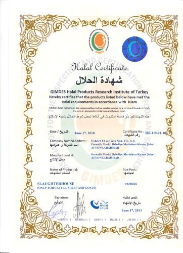 Kırmızı Et Sektörünün İlk Helal Gıda Sertifikasını Danet Aldı