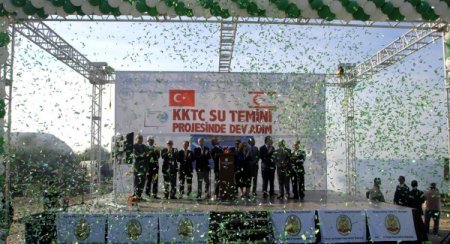KKTC'ye verilecek suyun temel atma töreni Kıbrıs Türk tarafında da icra edildi