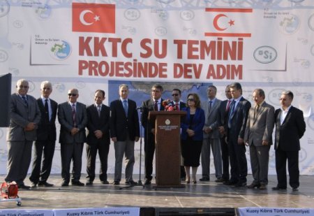 KKTC'ye verilecek suyun temel atma töreni Kıbrıs Türk tarafında da icra edildi