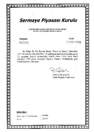 Kombassan Holding, Spk'ya Kaydedildi