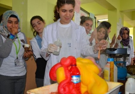 Lise öğrencilerinin bilim şenliğindeki deneyleri ilgi gördü