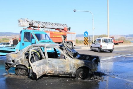 LPG'li araç alev alev yandı