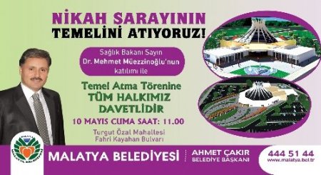 Malatya'ya modern nikah sarayı yapılacak