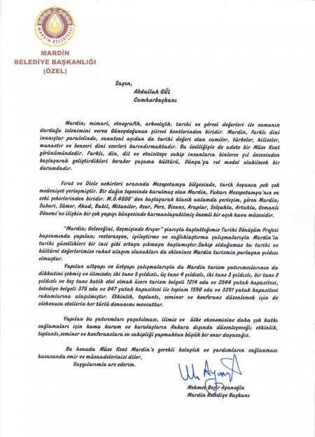 Mardin'de Turizmdeki Durgunluğa Mektuplu Çözüm