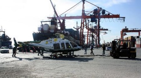 Mersin Limanı'na İlk Defe Gemi İle Helikopter Geldi