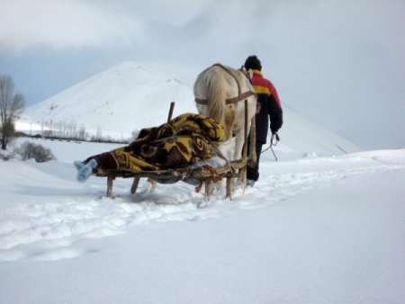 Mezranın Yolu Açılmayınca Hasta Kız, Atlı Kızakla Köyüne Ulaştırıldı