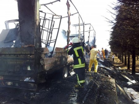 Mobilya yüklü TIR alev alev yandı