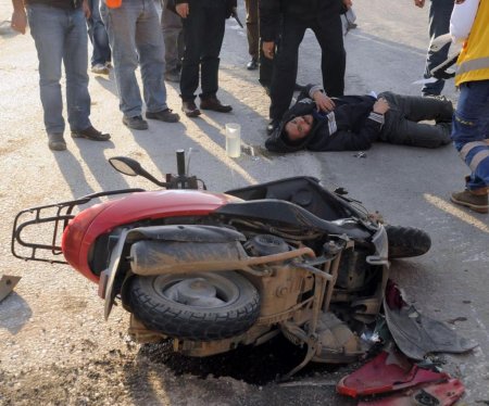 Motosiklet sürücüsü ölümden döndü