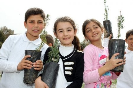 Muğla’da minik öğrenciler fidan dikti