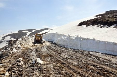 Muş'ta kar nedeniyle kapalı köy yolunu açmak için ekipler 4 gündür çalışıyor
