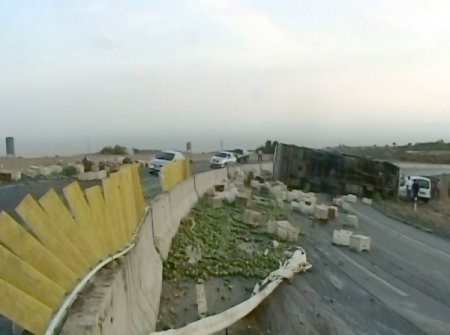 Narenciye yüklü TIR devrildi mandalinalar yollara saçıldı
