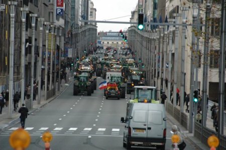 Öfkeli çiftçiler, Brüksel'i traktörleri ile felç etti