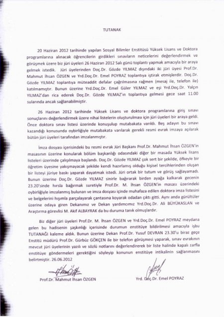 Olay Tutanağı ‘dekan Tehdit Etti’ İddiasını Yalanladı