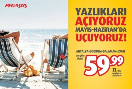 Pegasus’tan Tatil Yörelerine Uçuş 60 Tl