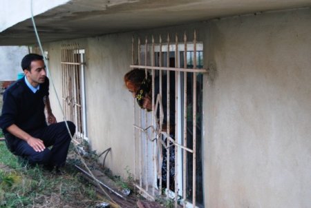 Pencere korkuluklarına kafası sıkıştı