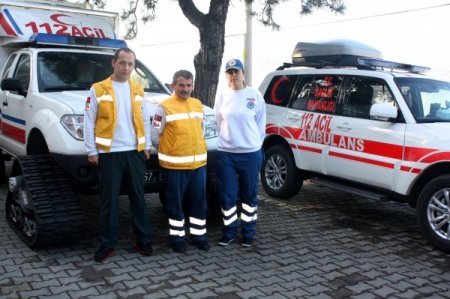 Sağlık ekipleri, paletli ambulansları kış şartlarına hazır hale getirdi