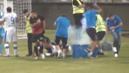 Sahaya atılan yabancı madde böyle patladı