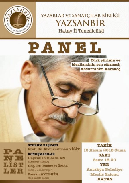 Şair Abdurrahim Karakoç Hatay'daki panelde anılacak