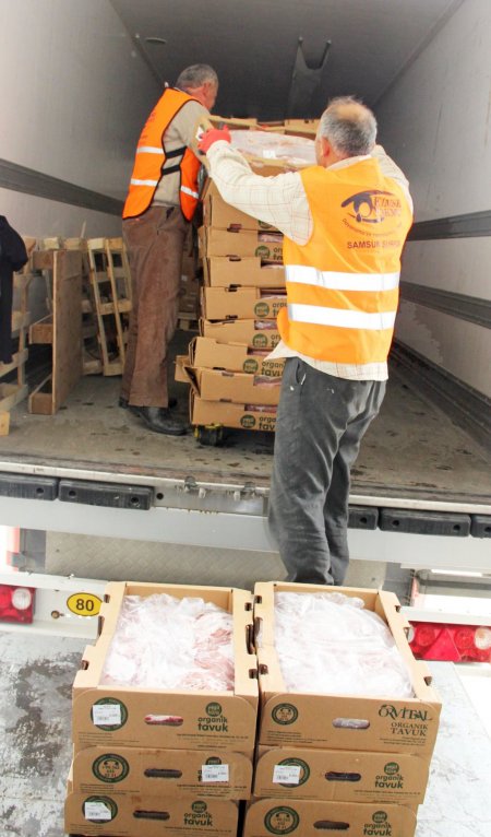 Samsun'dan Suriyeli sığınmacılara 21 ton organik tavuk
